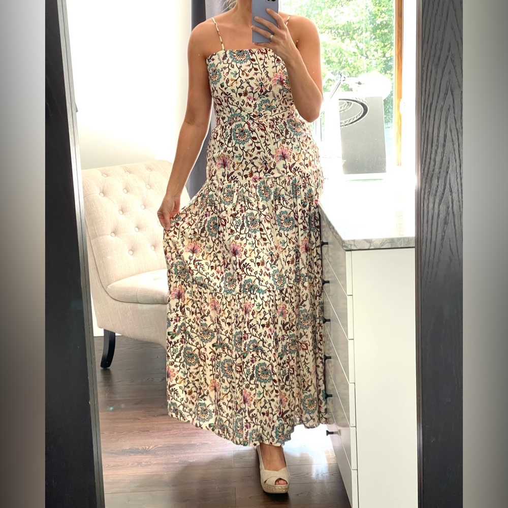 New! Floral Maxi Woman’s Dress, Thin Adjustable Straps, Full Skirt size M